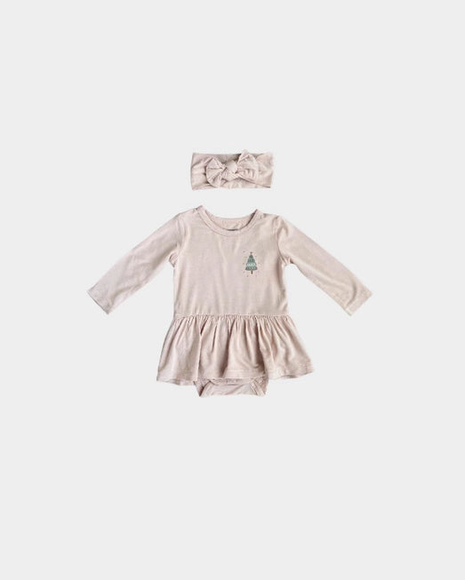 Ruffle Bodysuit Dress Set - Christmas Magic