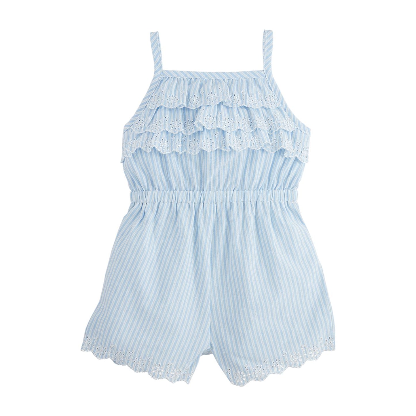 Blue Stripe Eyelet Romper