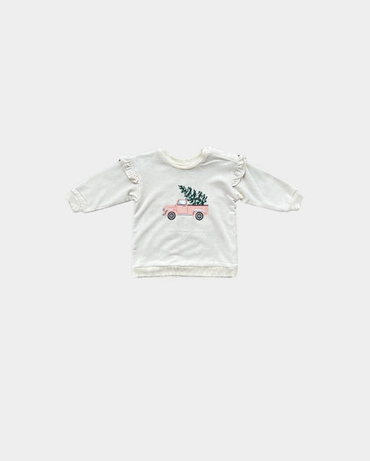 Ruffle Sweatshirt - Girls Christmas Truck