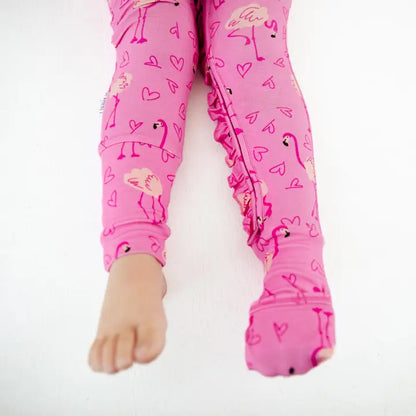 Flamingo Valentine Ruffle Convertible Footie