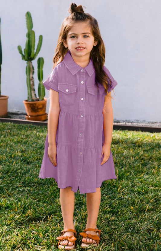 Purple Washed Tiered Tunic Dress