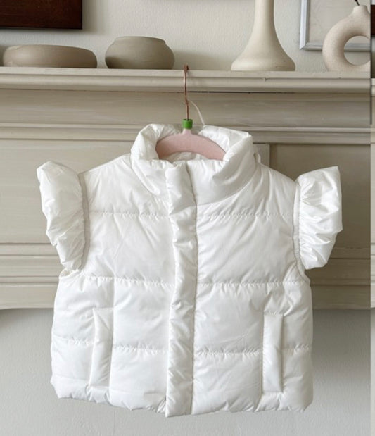 Puffer Vest with Ruffle Detail