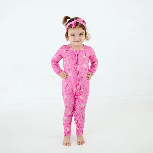 Flamingo Valentine Ruffle Convertible Footie