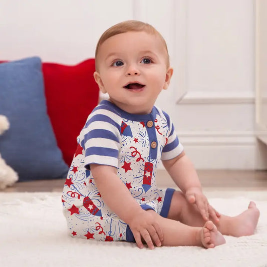 Sparkly 4th of July Bamboo Shorty Romper