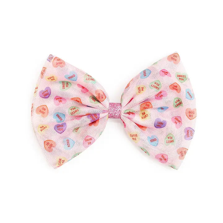 Candy Hearts Tulle Clip Bow