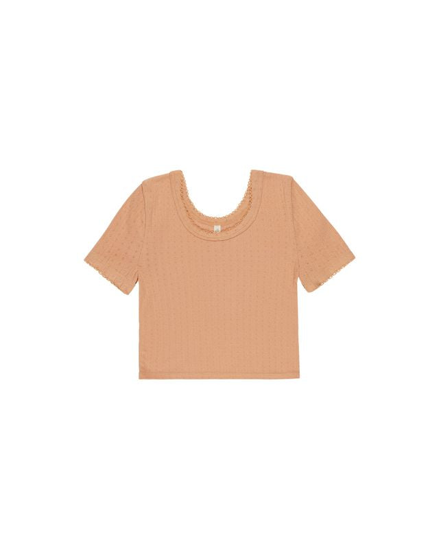 Rylee+Cru Pointelle Tee - Grapefruit