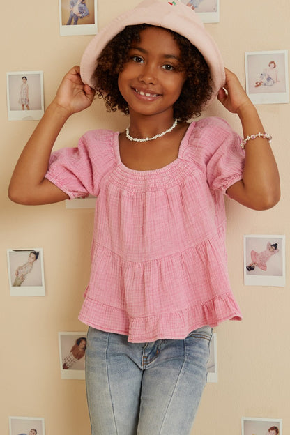 Penelope Pink Ruffle Top