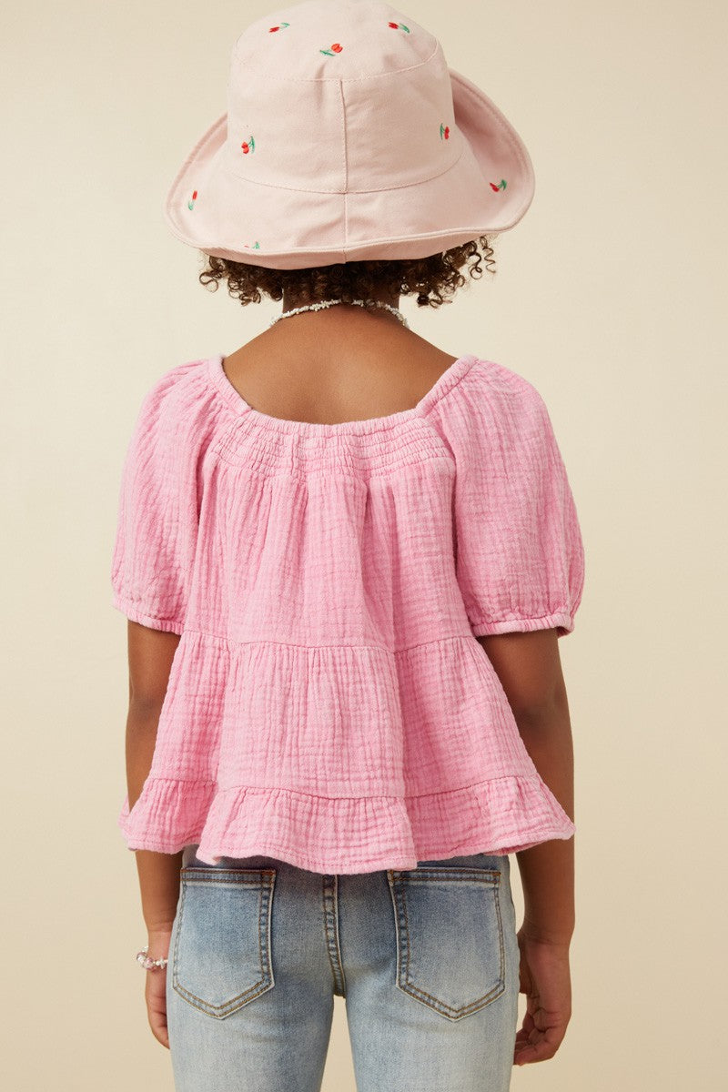 Penelope Pink Ruffle Top