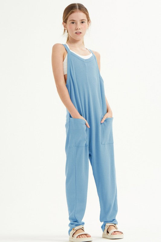 Girls Blue Oversized Jumpsuit