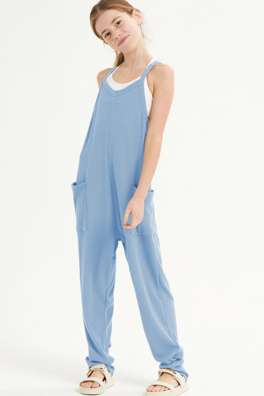 Girls Blue Oversized Jumpsuit