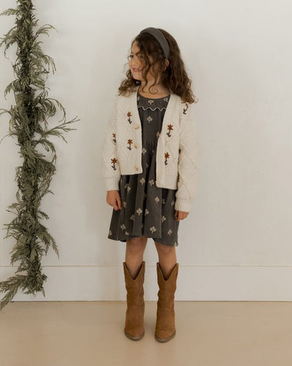 Rylee+Cru Boxy Cardigan - Winter Floral Embroidery