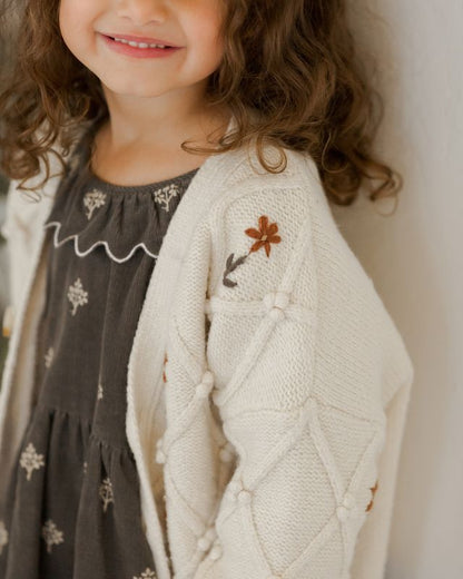 Rylee+Cru Boxy Cardigan - Winter Floral Embroidery