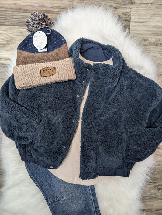 Rylee + Cru Shearling Jacket - Indigo