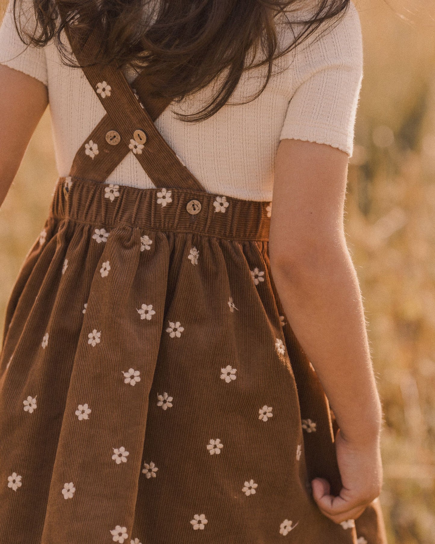 Rylee + Cru Corduroy Pinafore - Floral Embroidery