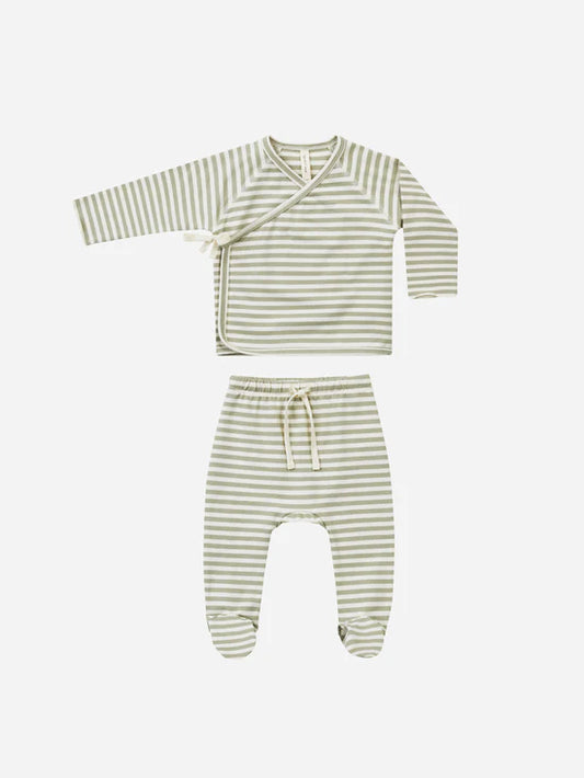 Quincy Mae Wrap Top + Footed Pant Set