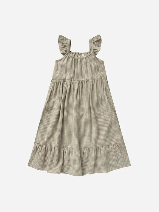 Rylee + Cru Abbie Tiered Dress Sage Gingham