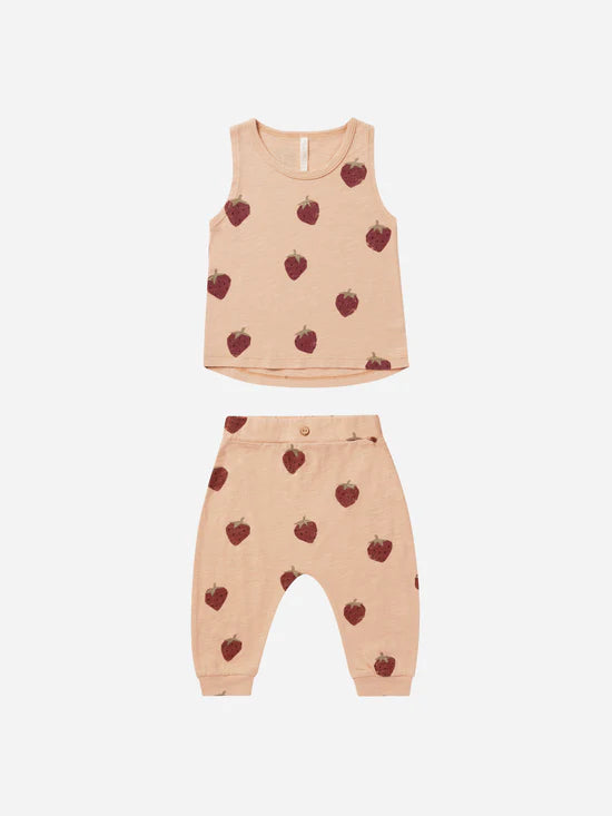 Rylee + Cru Tank + Slouch Pant Set - Strawberries