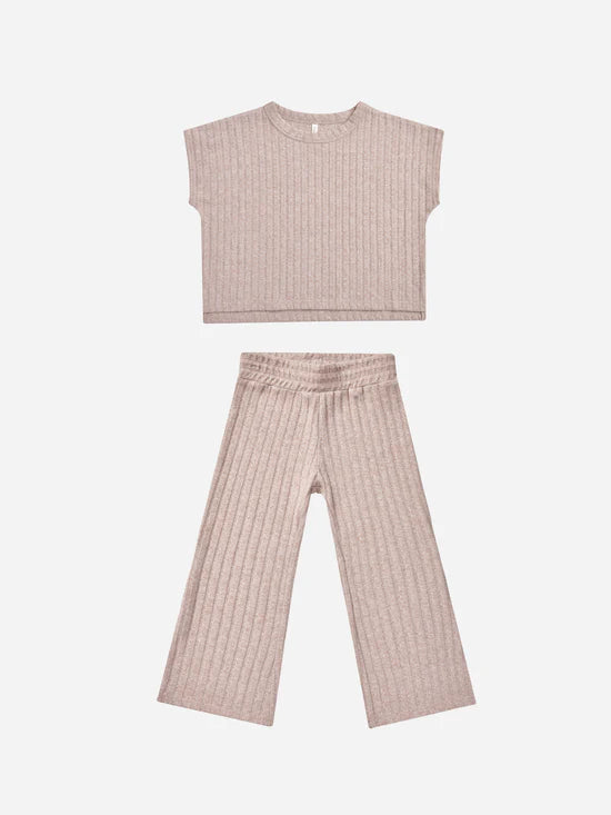 Rylee + Cru Cozy Rib Knit Set - Heathered Mauve