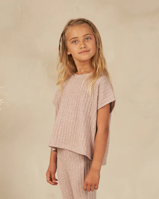 Rylee + Cru Cozy Rib Knit Set - Heathered Mauve