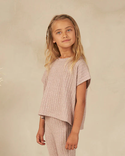 Rylee + Cru Cozy Rib Knit Set - Heathered Mauve