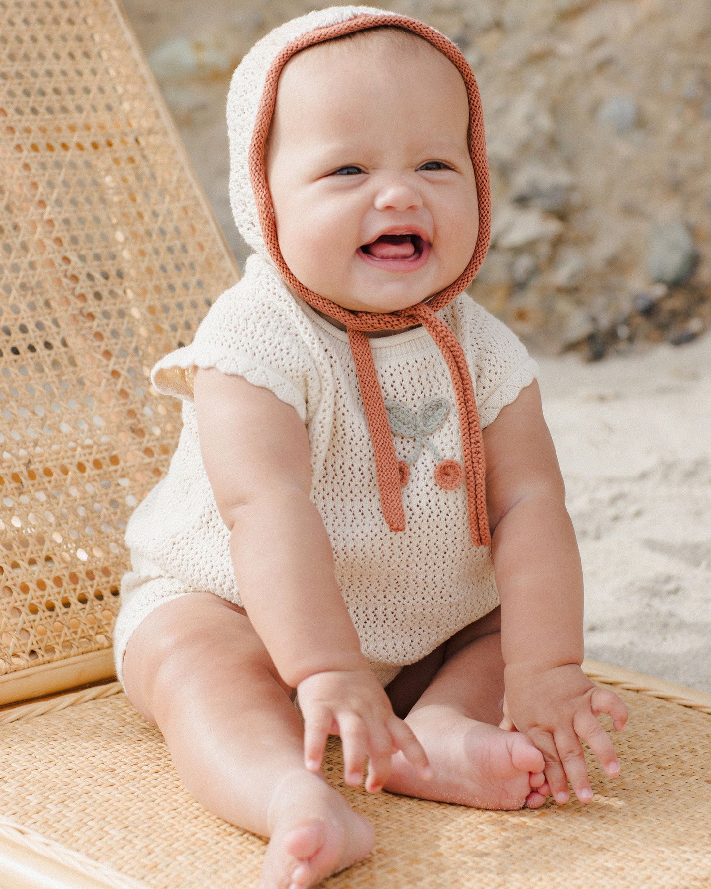 Rylee+Cru Scallop Knit Baby Set - Cherry