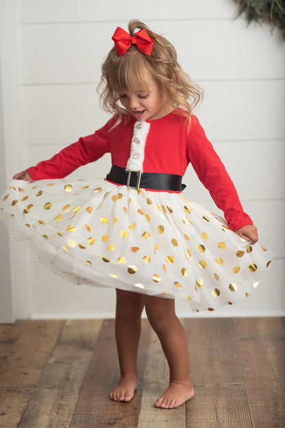Santa Gold Dot Tulle Dress