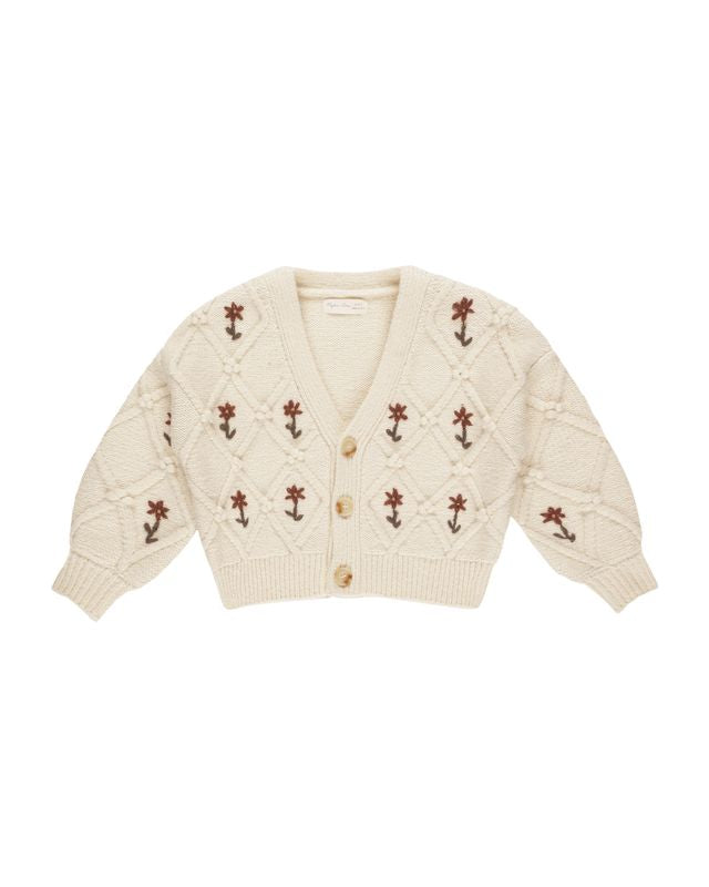 Rylee+Cru Boxy Cardigan - Winter Floral Embroidery