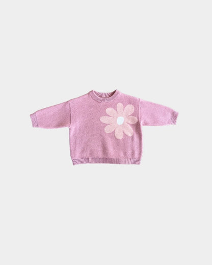 Pink Daisy Knit Sweater