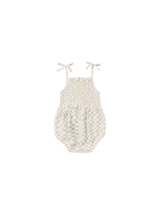 Rylee + Cru Kaia Romper - Dove Check