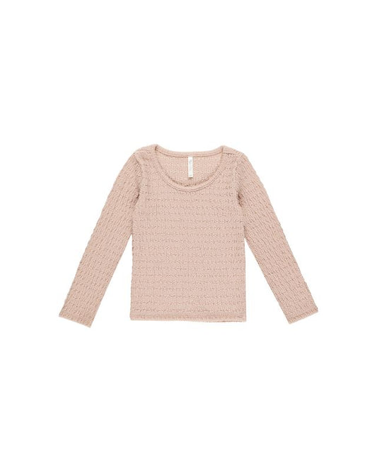 Rylee + Cru Textured Long Sleeve Top - Rose