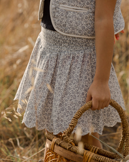 Rylee + Cru Smocked V Mini Skirt Ditsy