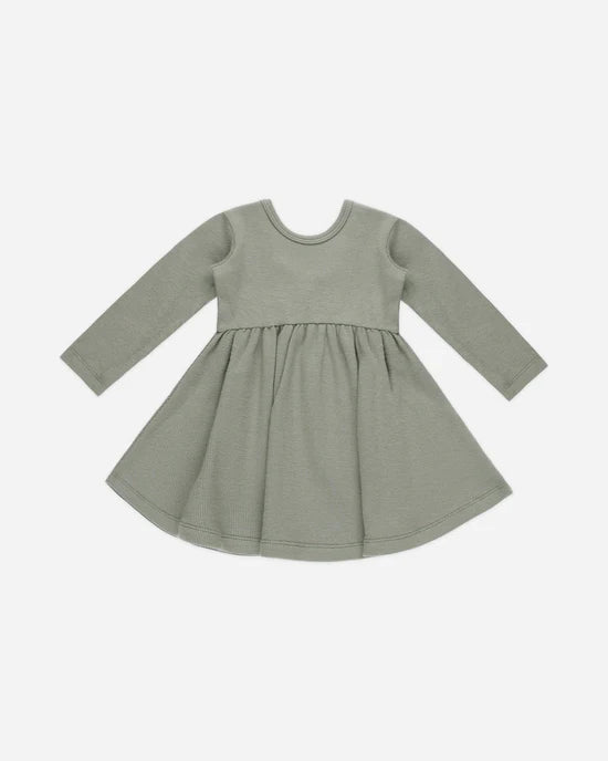 Ribbed Long Sleeve Dress - Basil