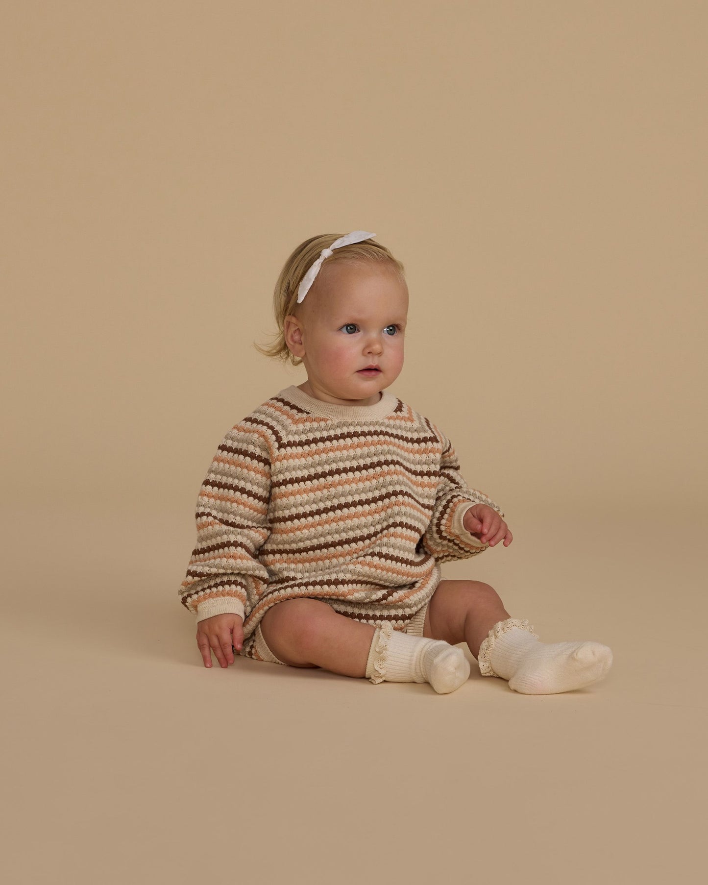 Rylee + Cru Crewneck Romper - Honeycomb Stripe