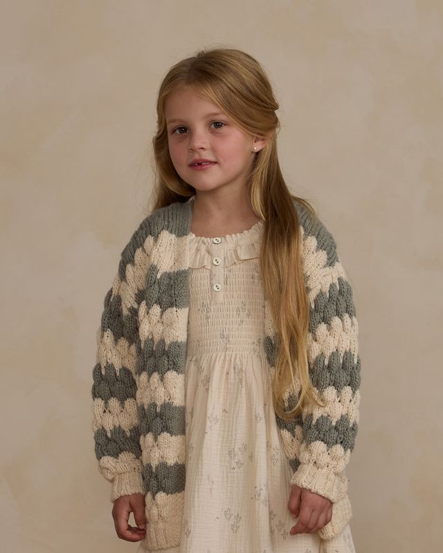 Rylee + Cru Bubble Knit Cardigan Laurel Stripe