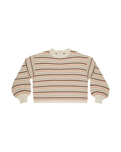 Rylee + Cru Boxy Crop Sweater - Honeycomb Stripe